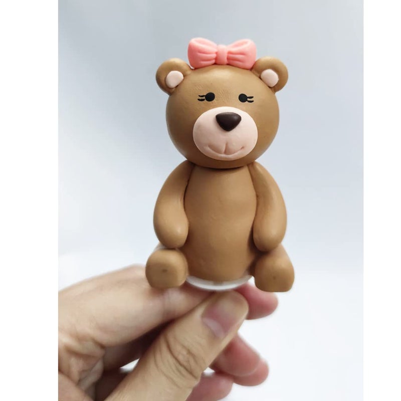 DiDida Pink Baby Bear Cake Topper Girl for Birthday Baby shower 38pcs/set - Image 3